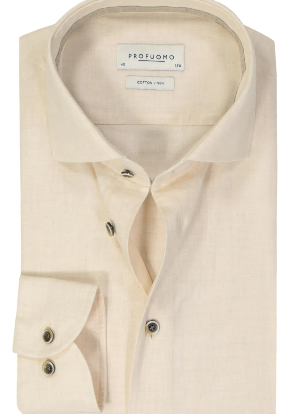 Profuomo slim fit heren overhemd, Oxford, off white