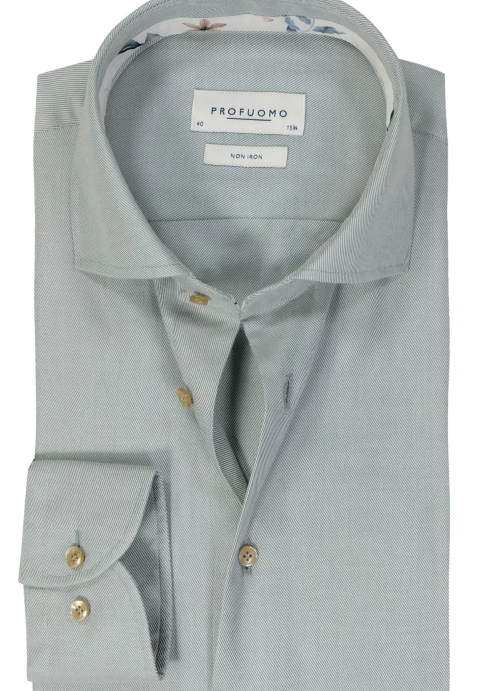 Profuomo slim fit heren overhemd, twill, groen