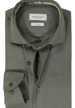 Profuomo slim fit heren overhemd, twill, groen