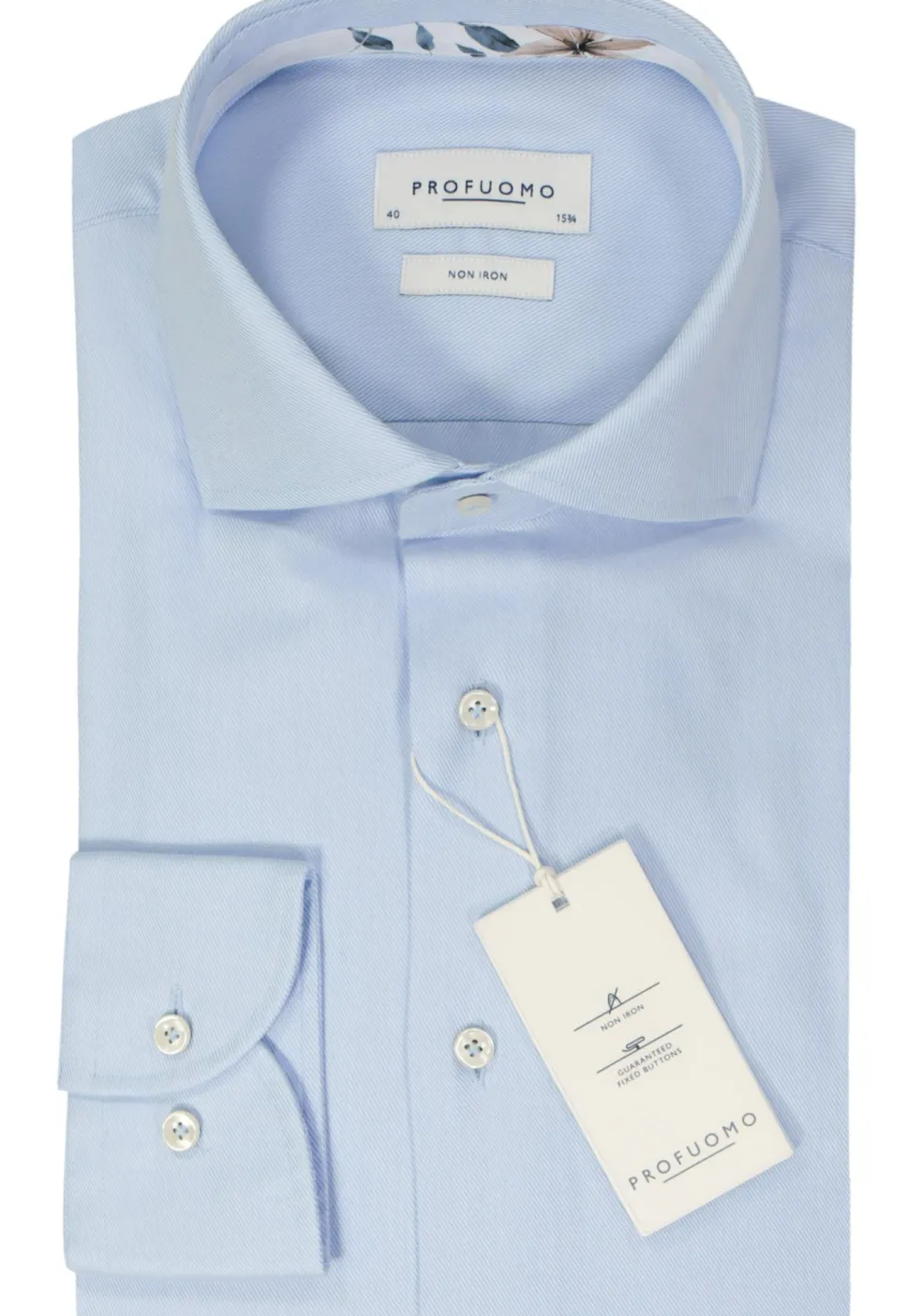 Profuomo slim fit heren overhemd, twill, lictblauw