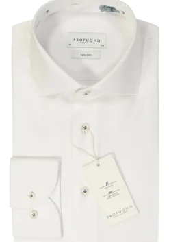 Profuomo slim fit heren overhemd, twill, wit