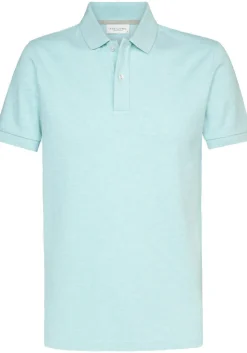 Profuomo slim fit heren polo, aqua groen-blauw