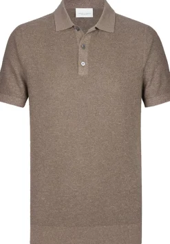 Profuomo slim fit heren polo, bruin