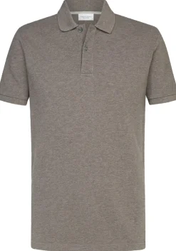 Profuomo slim fit heren polo, bruin