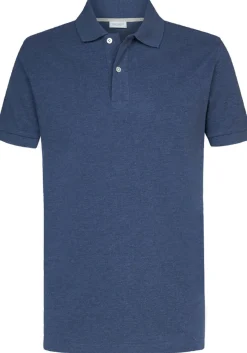 Profuomo slim fit heren polo, jeans blauw