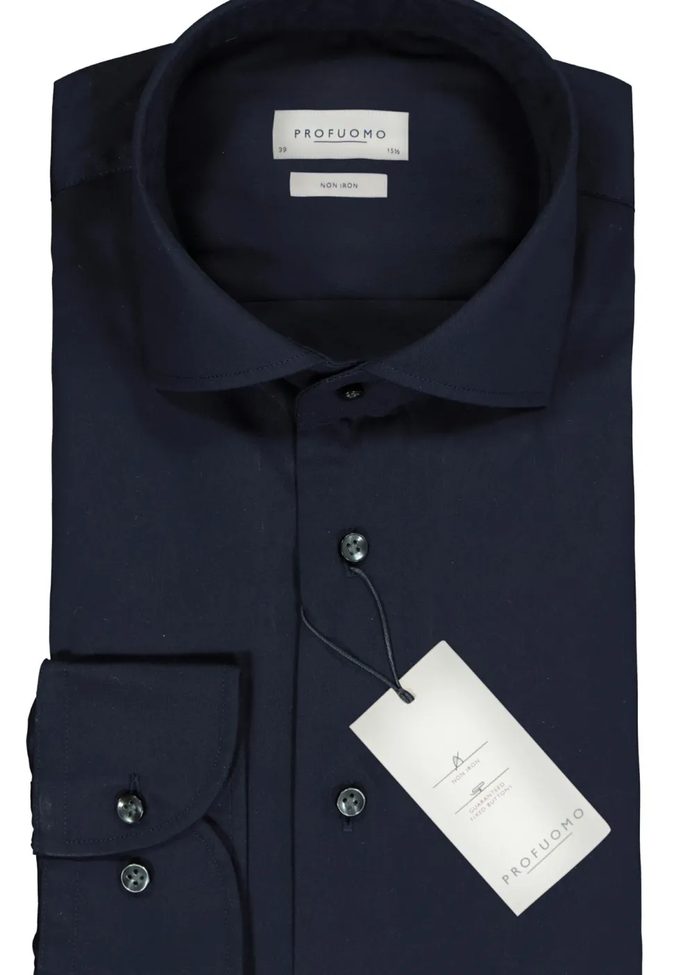 Profuomo slim fit overhemd, fine twill, marine blauw