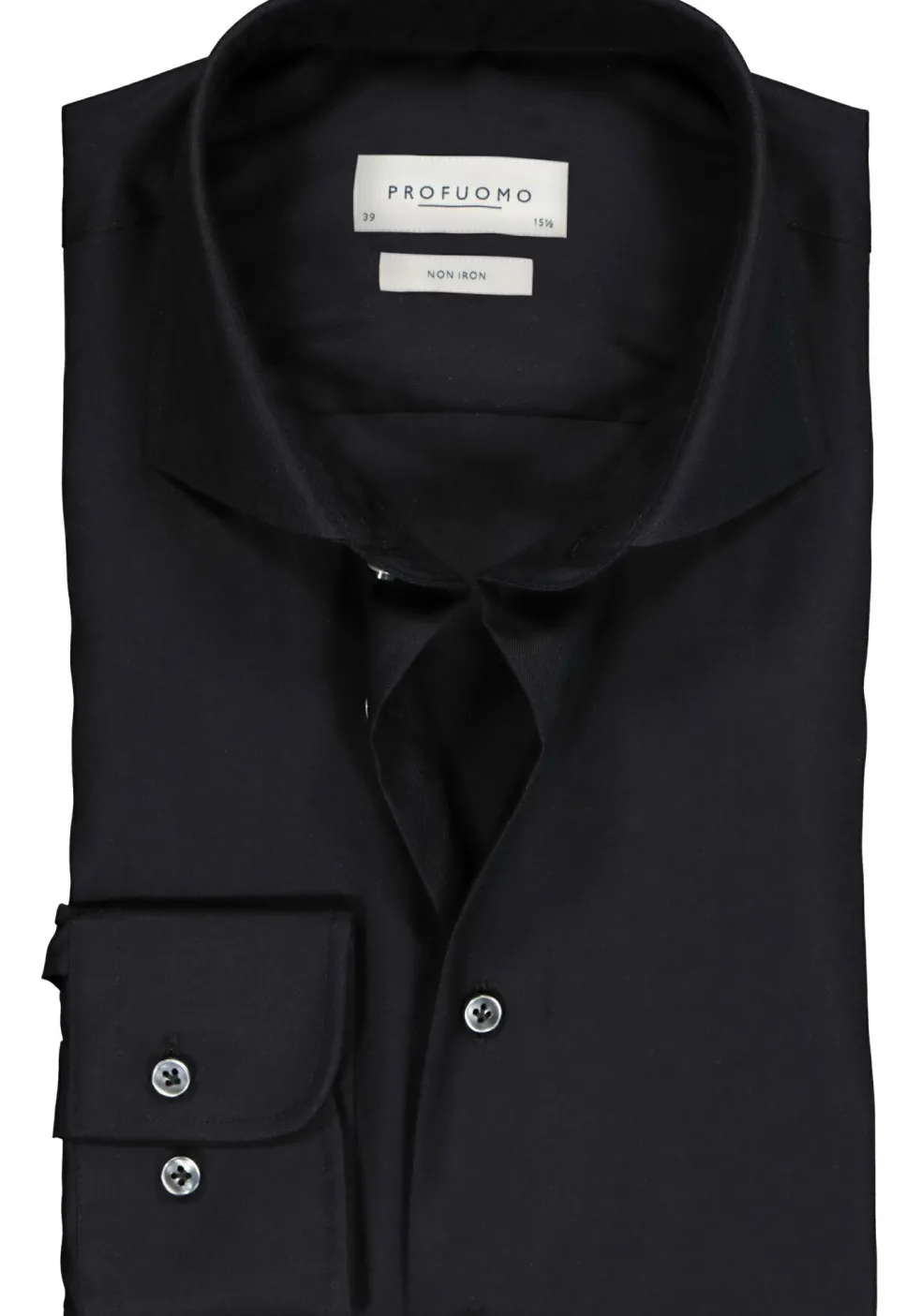 Profuomo slim fit overhemd, fine twill, zwart