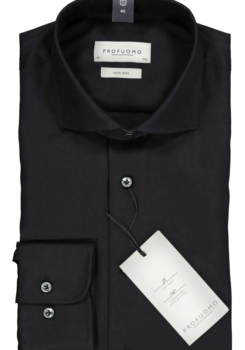 Profuomo slim fit overhemd, fine twill, zwart