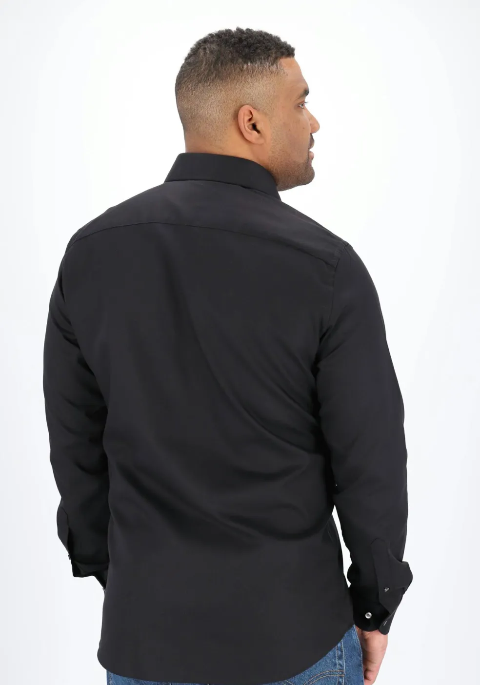 Profuomo slim fit overhemd, fine twill, zwart