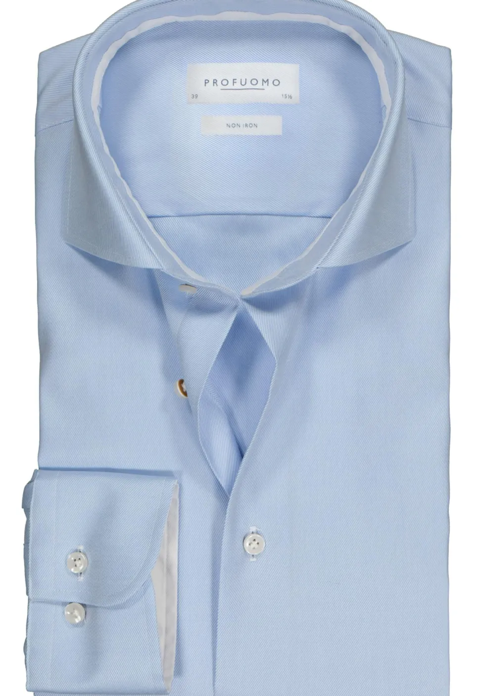 Profuomo slim fit overhemd, 2-ply twill, lichtblauw (contrast)