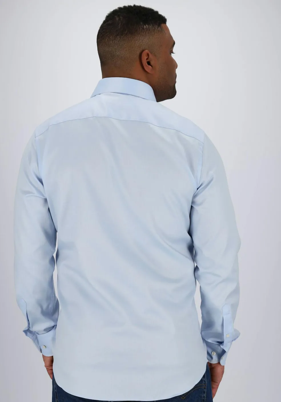 Profuomo slim fit overhemd, 2-ply twill, lichtblauw (contrast)