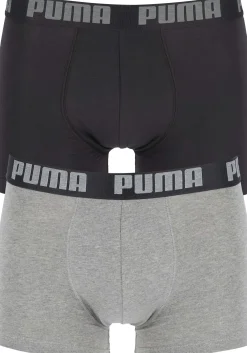 Puma Basic Boxer heren (2-pack), zwart en donkergrijs