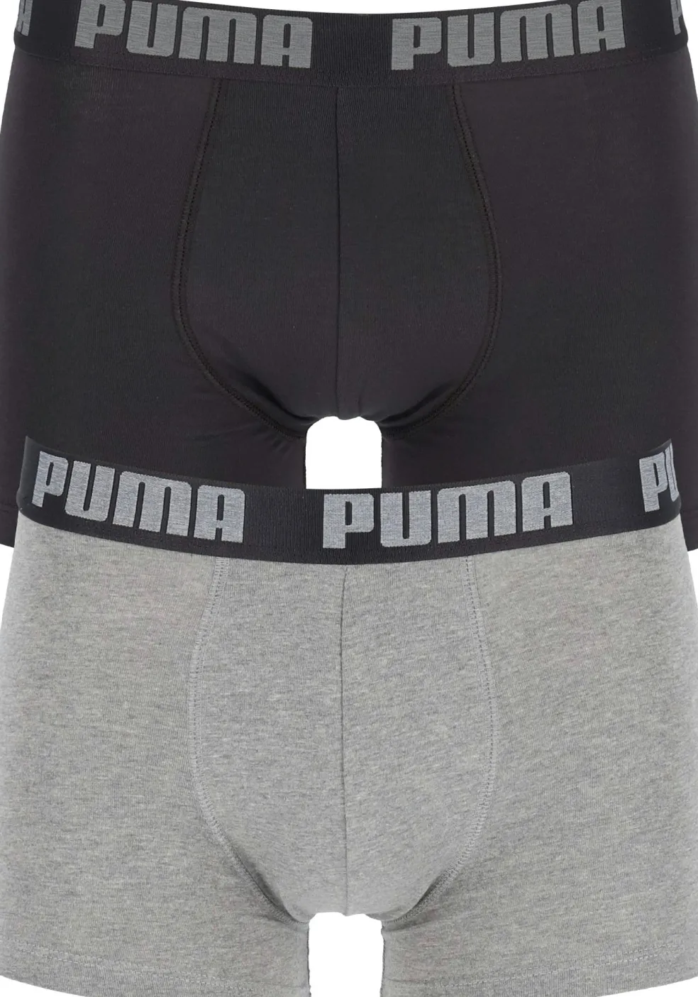 Puma Basic Boxer heren (2-pack), zwart en donkergrijs
