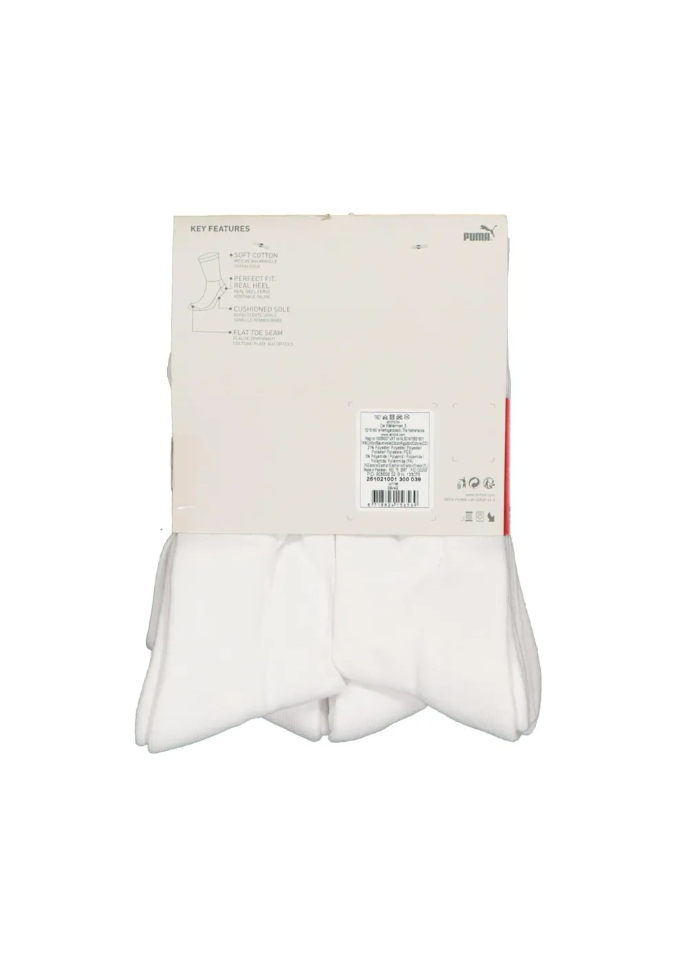 Puma sport cush crew 6-Pack, wit