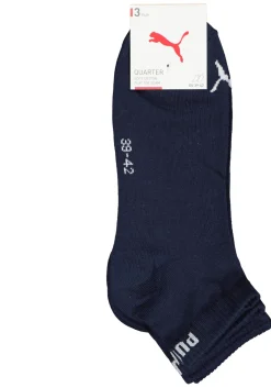 Puma Unisex Quarter Plain (3-pack), unisex hoge enkelsokken, navy blauw
