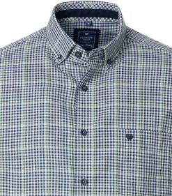 Redmond comfort fit overhemd, Oxford, blauw wit en groen geruit