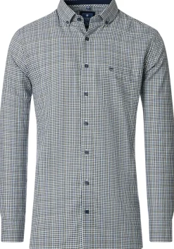 Redmond comfort fit overhemd, Oxford, blauw, wit en beige geruit