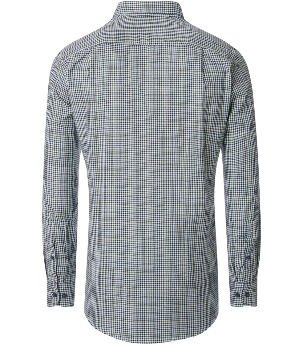 Redmond comfort fit overhemd, Oxford, blauw, wit en beige geruit