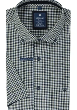 Redmond comfort fit overhemd, korte mouw, Oxford, blauw, wit en beige geruit