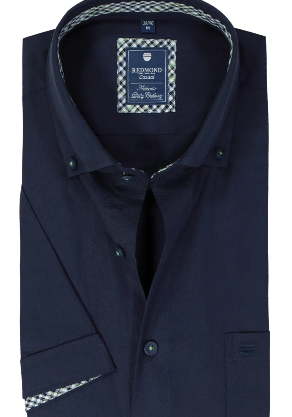 Redmond comfort fit overhemd, korte mouw, Oxford, donkerblauw