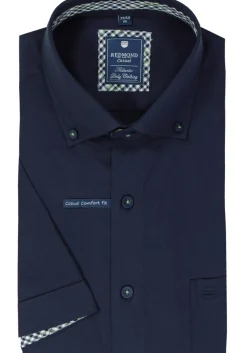 Redmond comfort fit overhemd, korte mouw, Oxford, donkerblauw