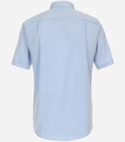 Redmond comfort fit overhemd, korte mouw, popeline, blauw