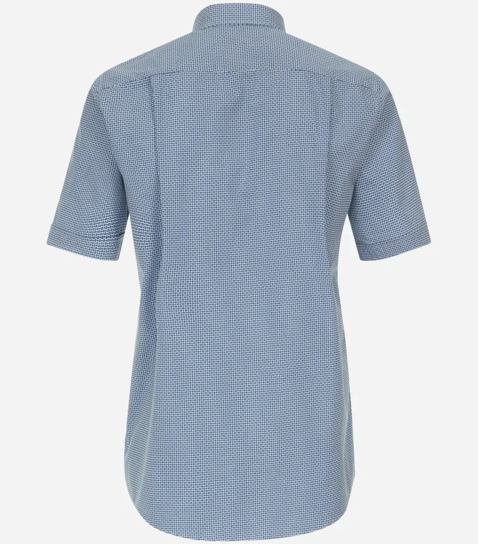 Redmond comfort fit overhemd, korte mouw, popeline, blauw dessin