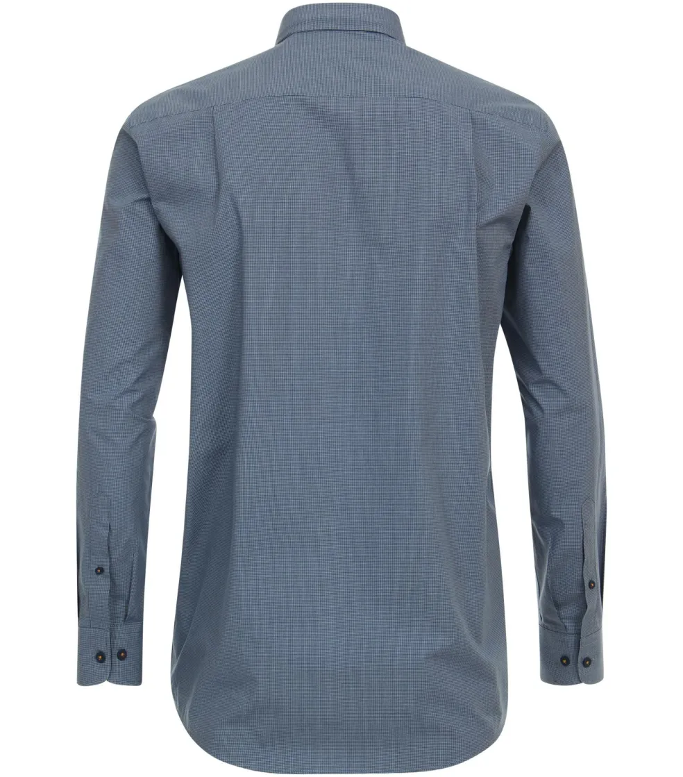 Redmond comfort fit overhemd, popeline, blauw geruit