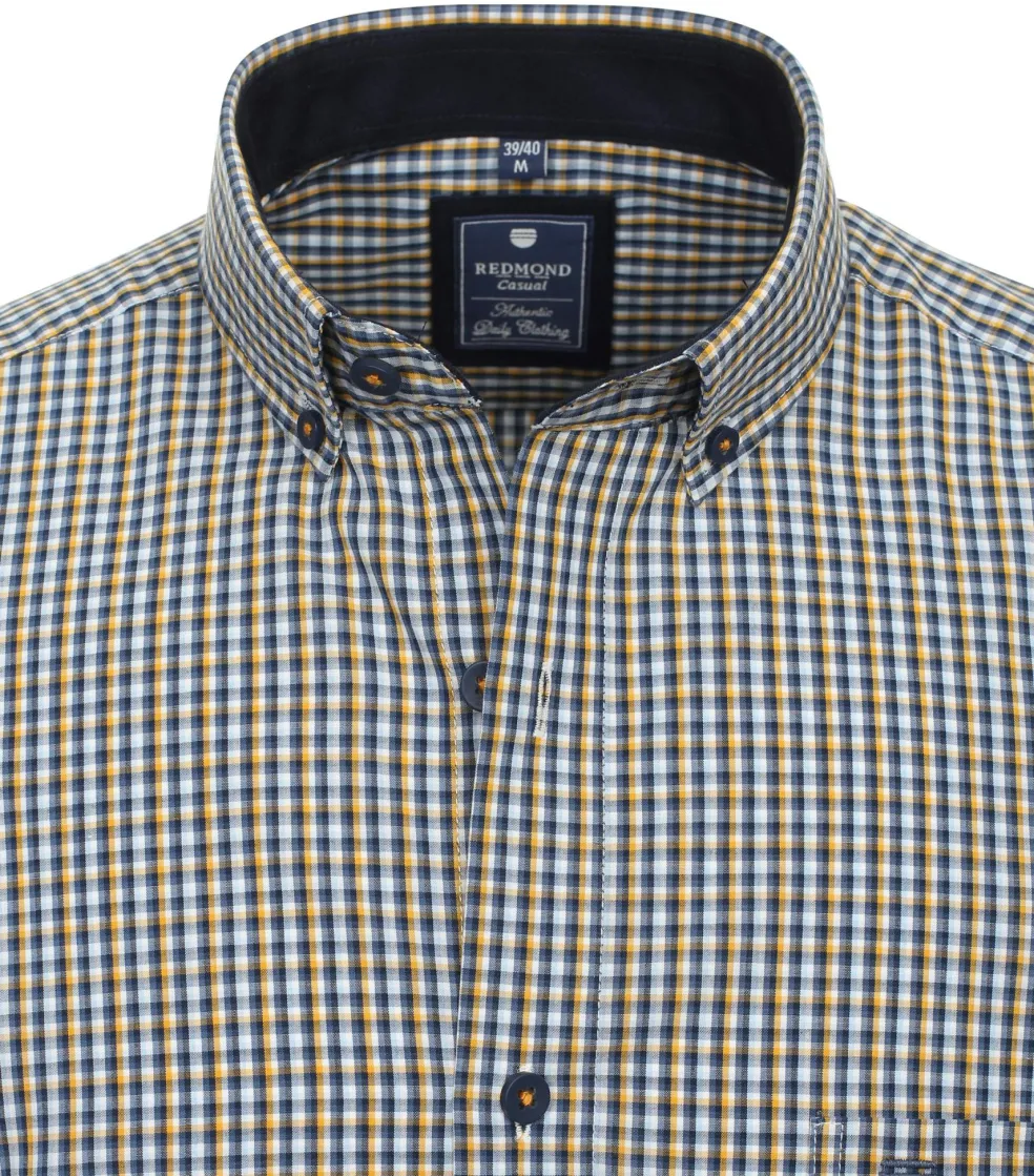 Redmond comfort fit overhemd, popeline, blauw geruit