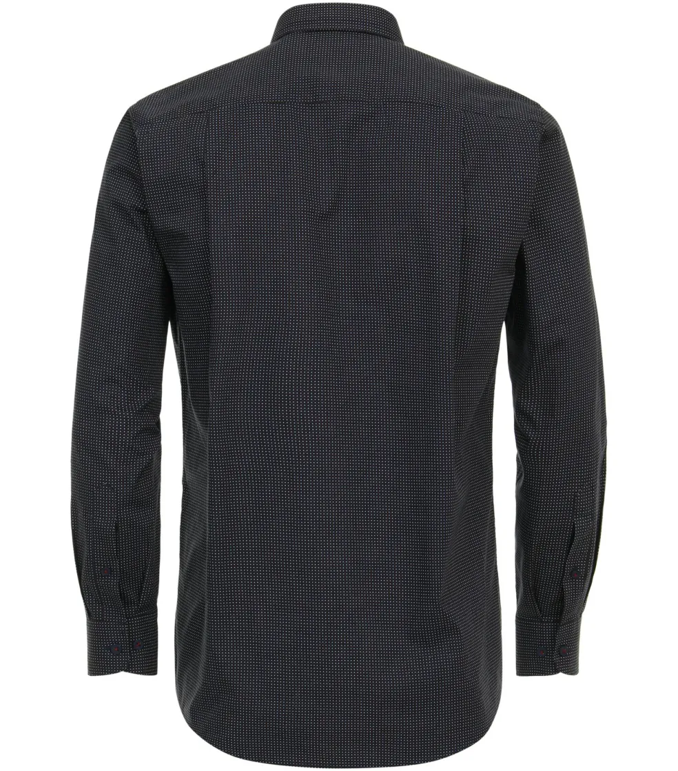 Redmond comfort fit overhemd, popeline, blauw met rood en wit dessin