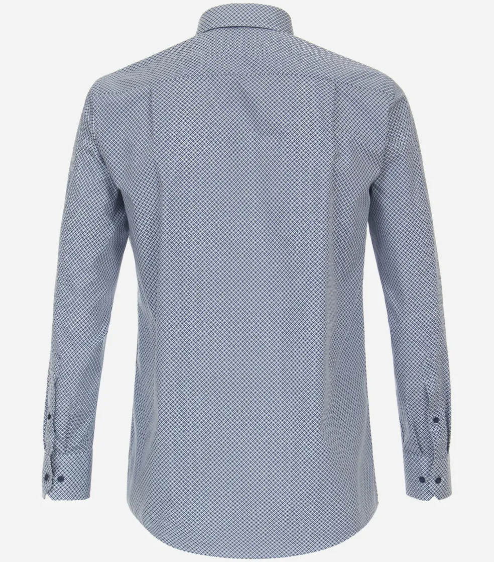 Redmond comfort fit overhemd, popeline, blauw met wit dessin