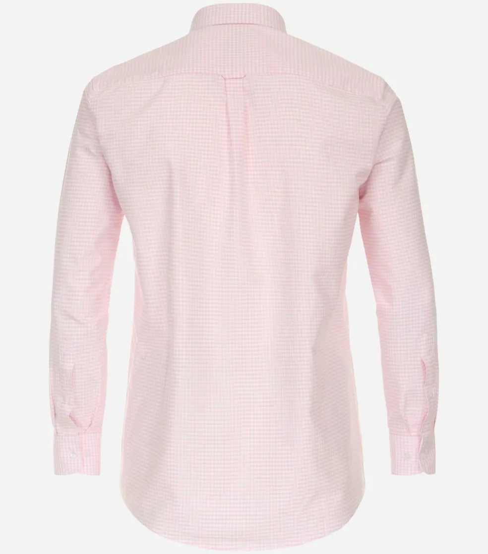 Redmond comfort fit overhemd, popeline, roze met wit geruit