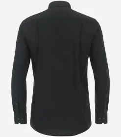 Redmond comfort fit overhemd, popeline, zwart
