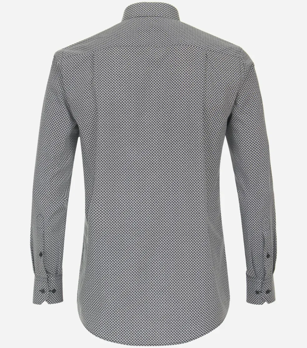 Redmond comfort fit overhemd, popeline, zwart met wit dessin