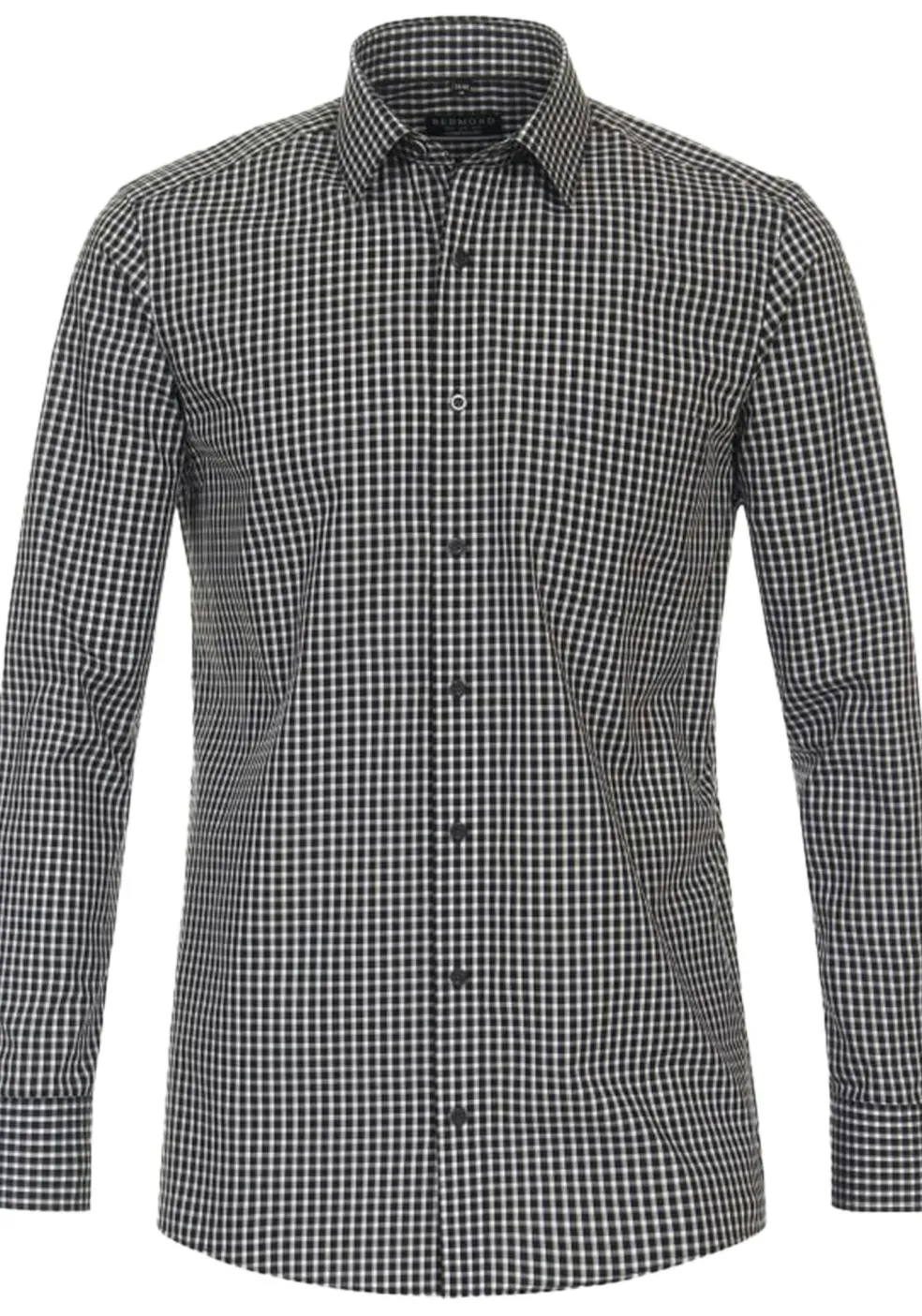 Redmond comfort fit overhemd, popeline, zwart met wit geruit