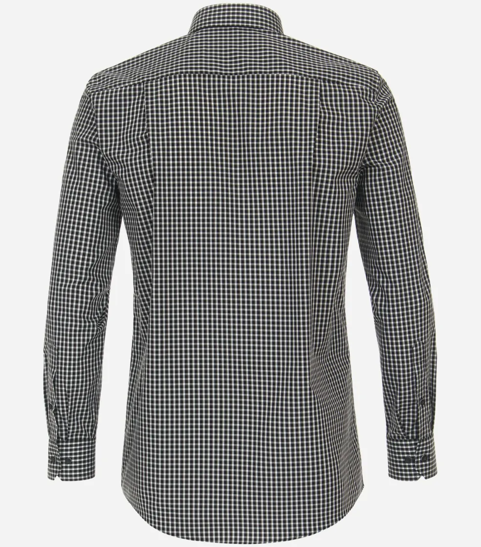 Redmond comfort fit overhemd, popeline, zwart met wit geruit