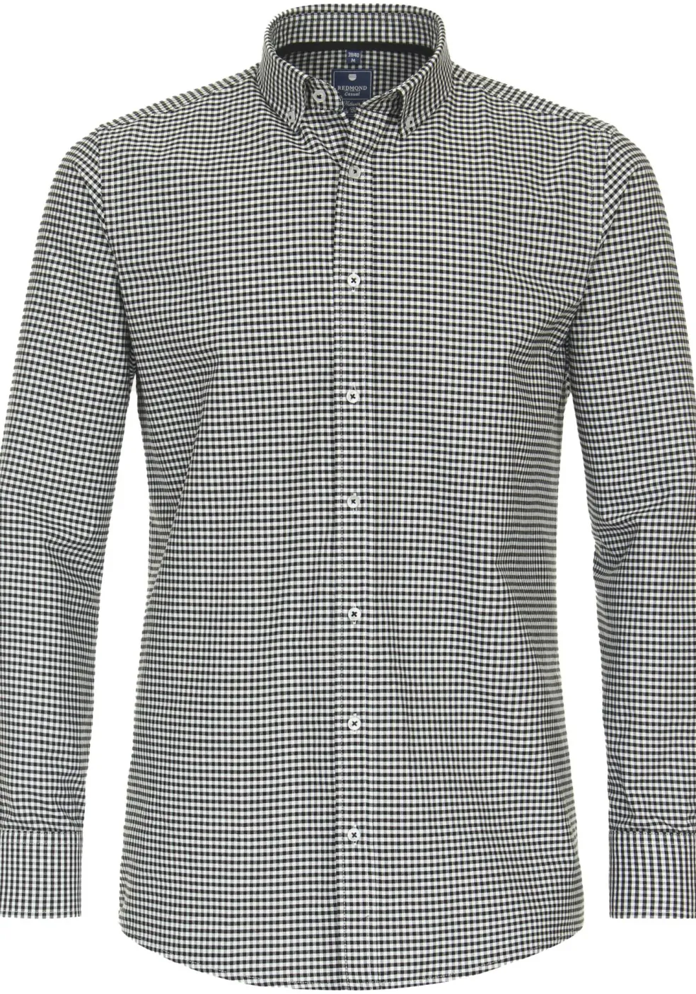 Redmond comfort fit overhemd, popeline, zwart met wit geruit