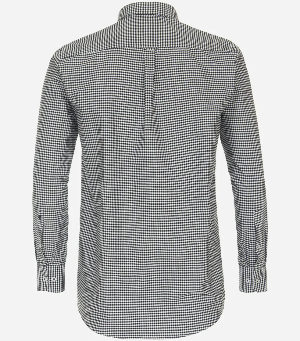 Redmond comfort fit overhemd, popeline, zwart met wit geruit