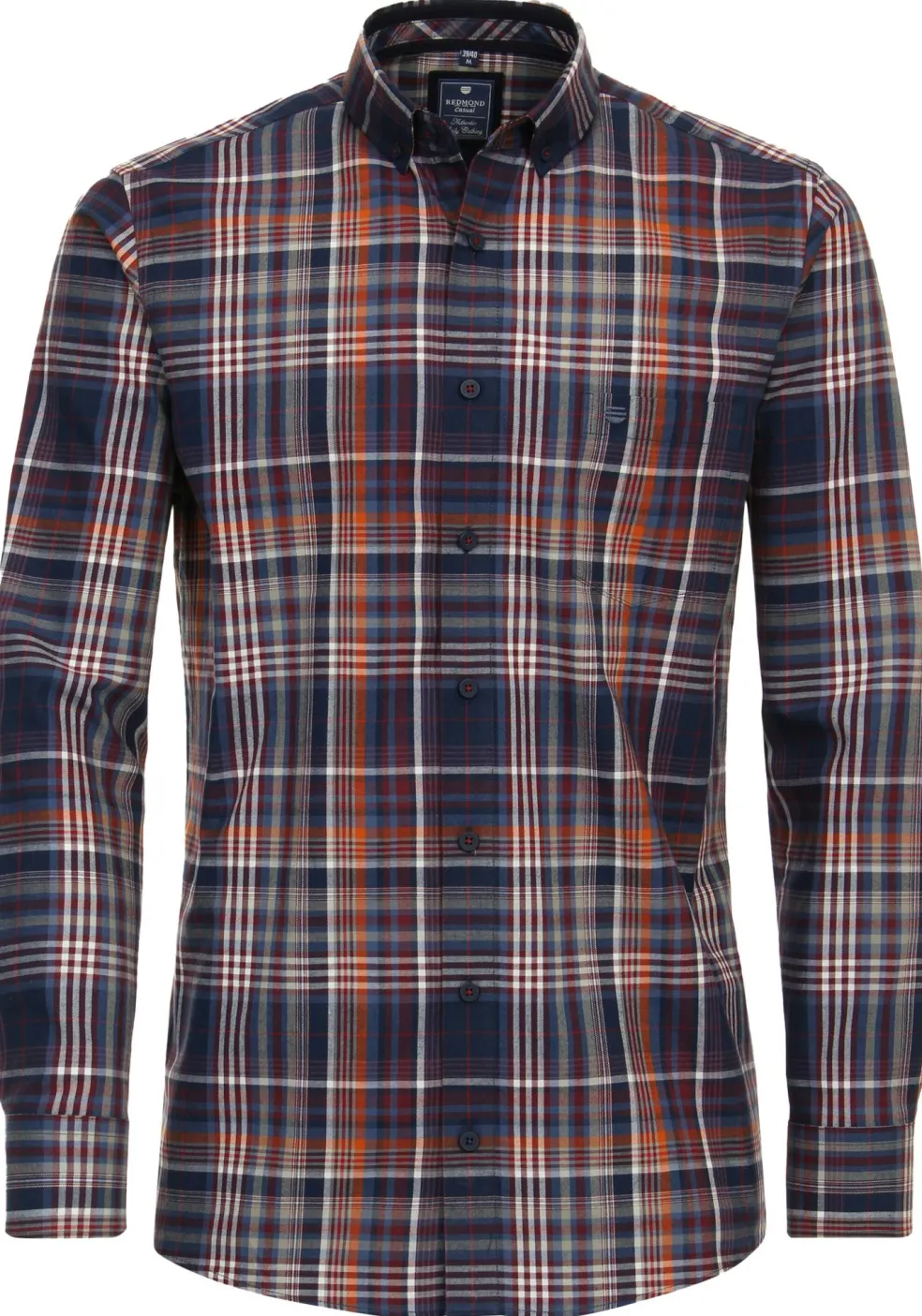 Redmond comfort fit overhemd, twill, rood geruit