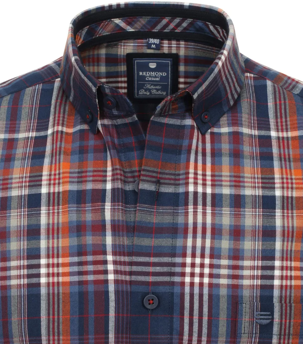 Redmond comfort fit overhemd, twill, rood geruit