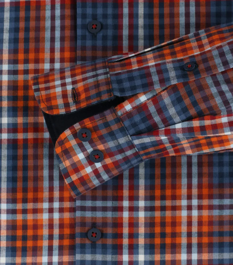 Redmond comfort fit overhemd, twill, rood geruit