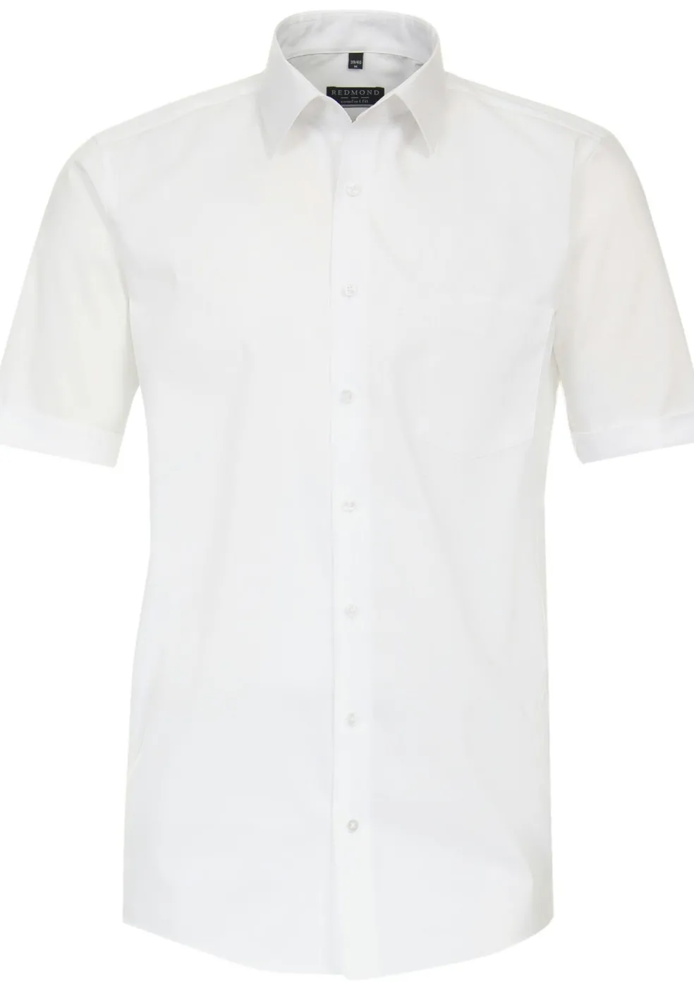 Redmond comfort fit overhemd, korte mouw, popeline, wit