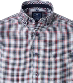 Redmond comfort fit overhemd, Oxford, blauw, wit en rood geruit