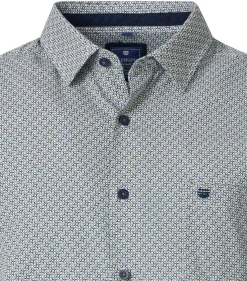 Redmond comfort fit overhemd, popeline, blauw met wit en beige dessin