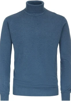 Redmond heren coltrui katoen, blauw (middeldik)
