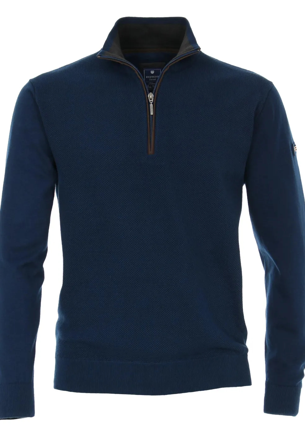 Redmond heren schipperstrui katoen, opstaande kraag, blauw (middeldik)