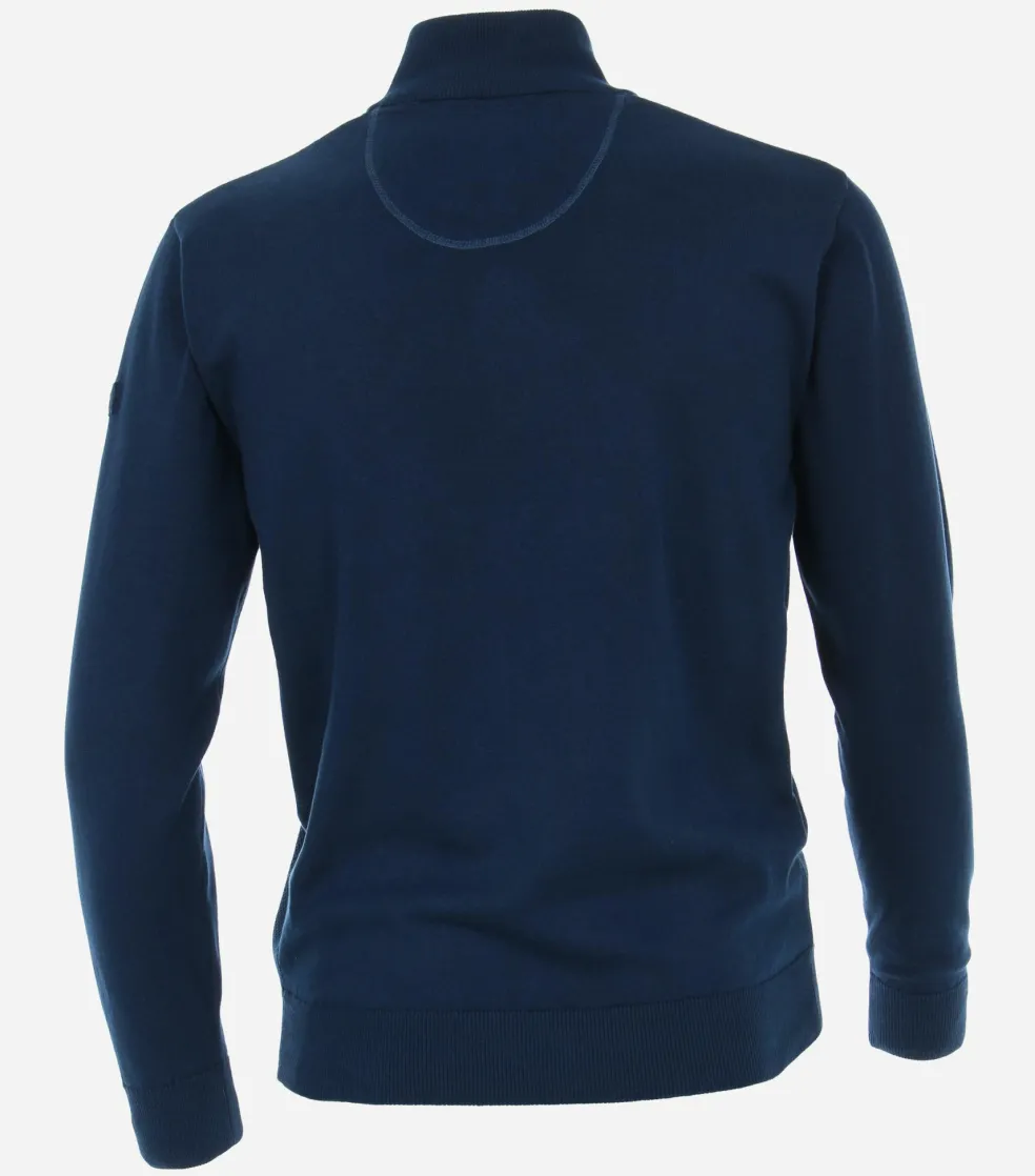 Redmond heren schipperstrui katoen, opstaande kraag, blauw (middeldik)