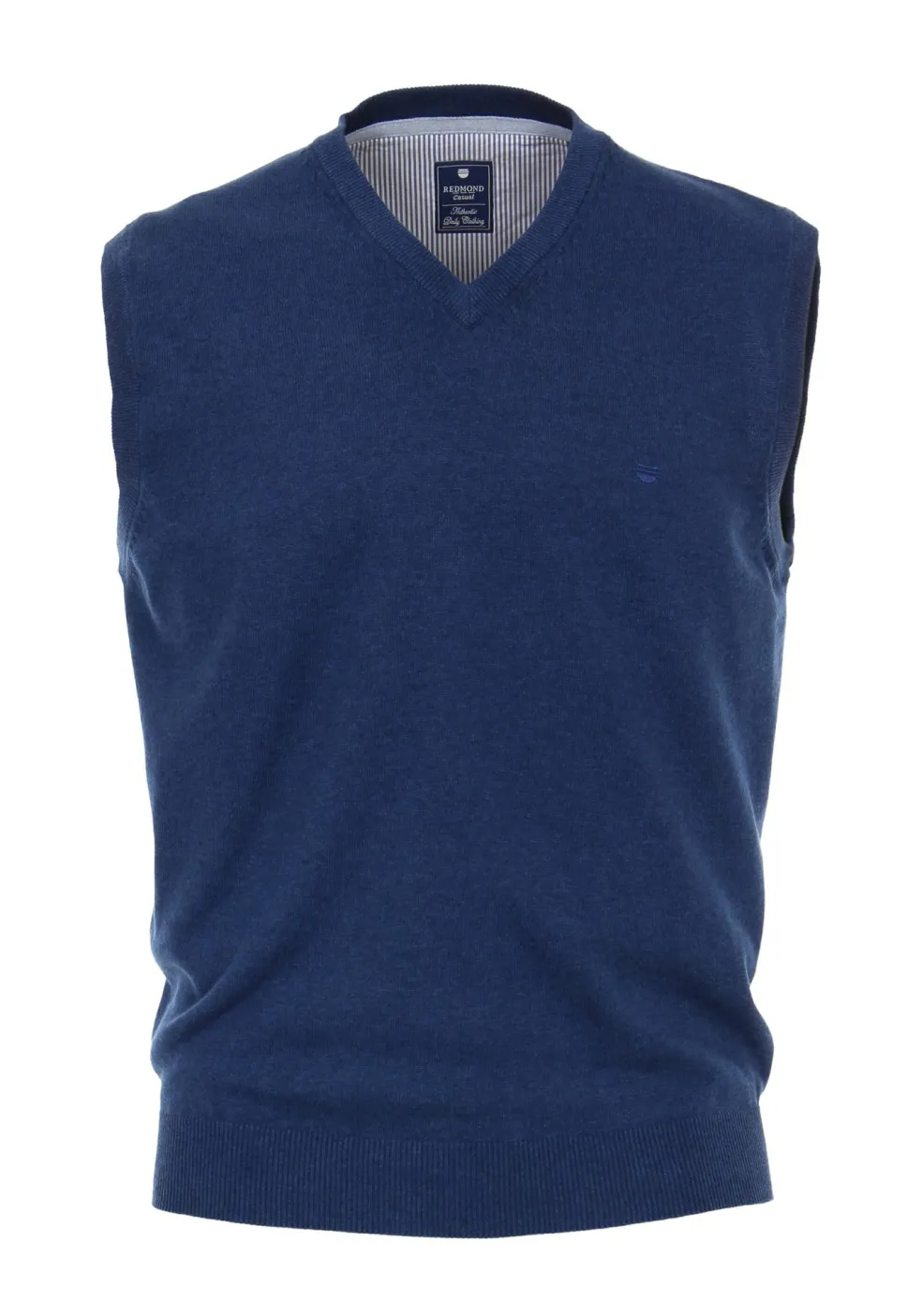 Redmond heren spencer katoen, V-hals, jeansblauw