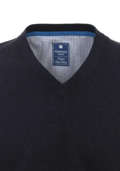 Redmond heren spencer katoen, V-hals, marine blauw