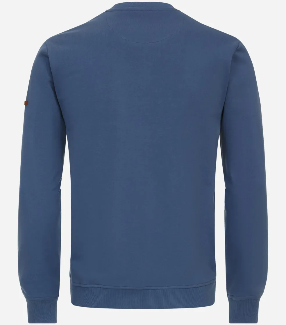 Redmond heren sweatshirt sweatstof, O-hals, blauw (middeldik)
